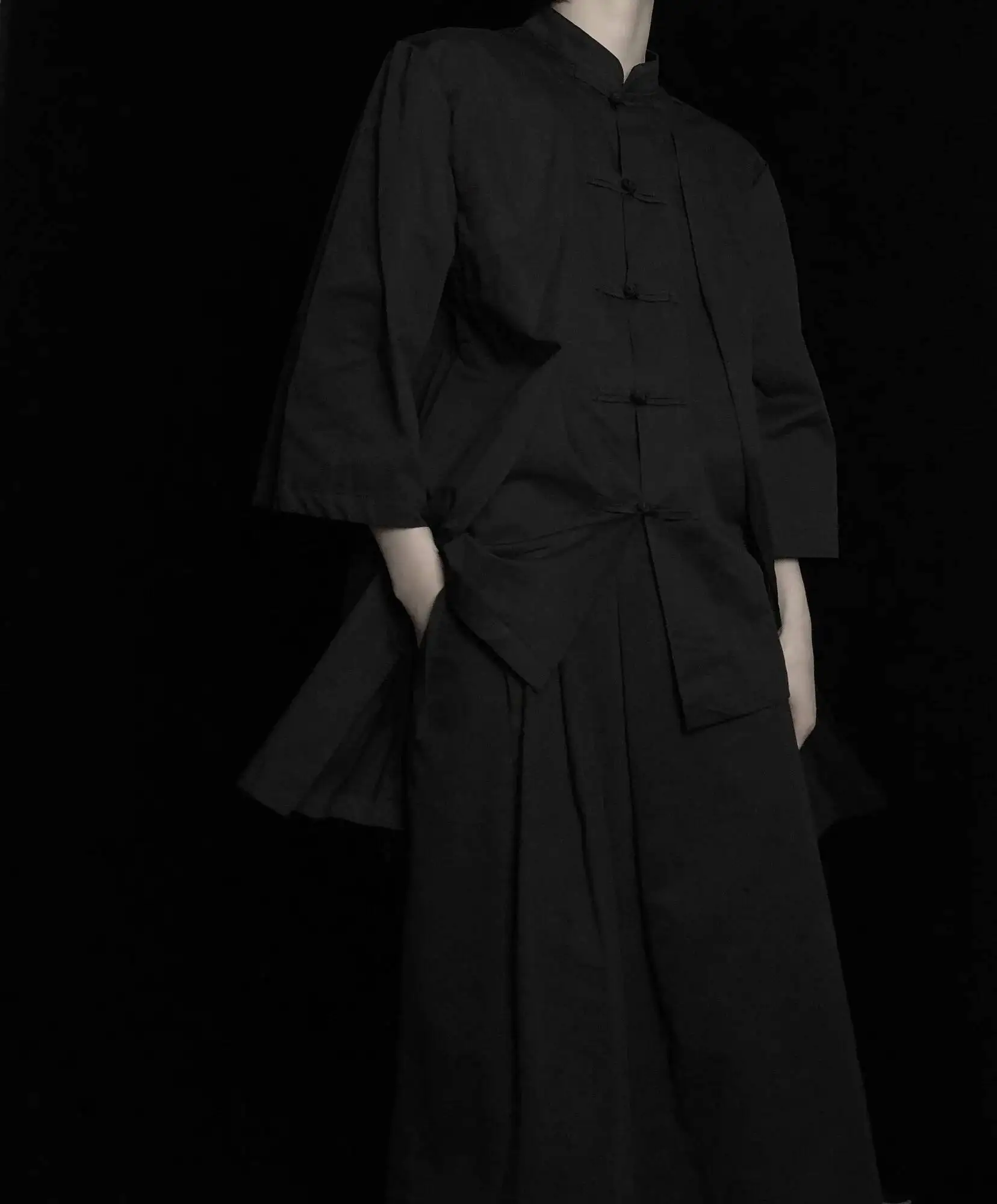 UMI MAO Designer Shirt Autumn Chinese Buckle Blazers Fake Two-piece Three-quarter Lining Niche Dark Long Sleeve Top