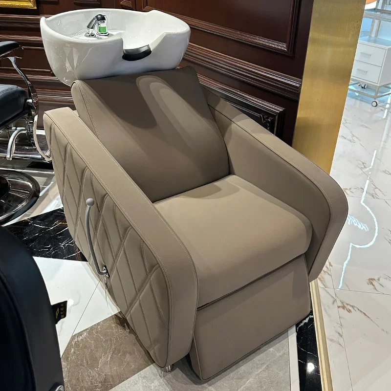 

Half Lying Shampoo Chair Salon Sitting Hair Salon Flushing Bed Ceramic Basin Facial Bed