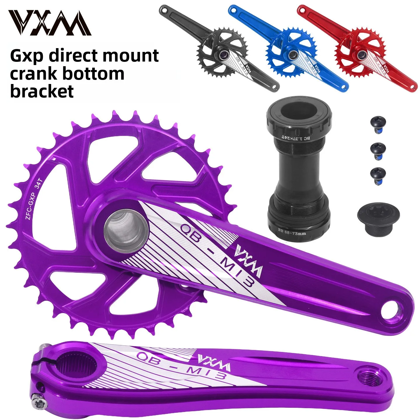 

Mountain bike positive and negative single-speed 34T chainring sprocket CNC direct-mounted hollow chainring left right crank set