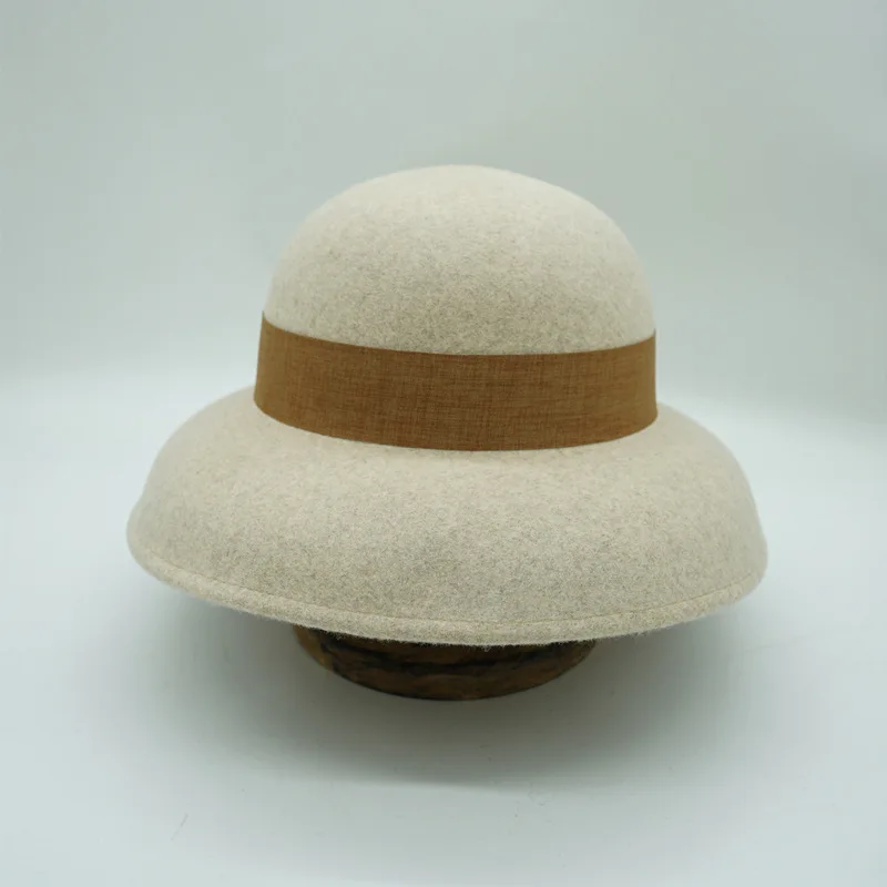 

Ladies Cloche Hats Wool Fedora for Women Winter Hats Dome Blower Hats with Ribbon Band