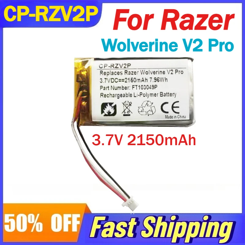 Batterie CP-RZV2P 3.7V 2150mAh pour Razer Wolverine V2 Pro, contrleur de jeu sans fil, accessoires FT103049P