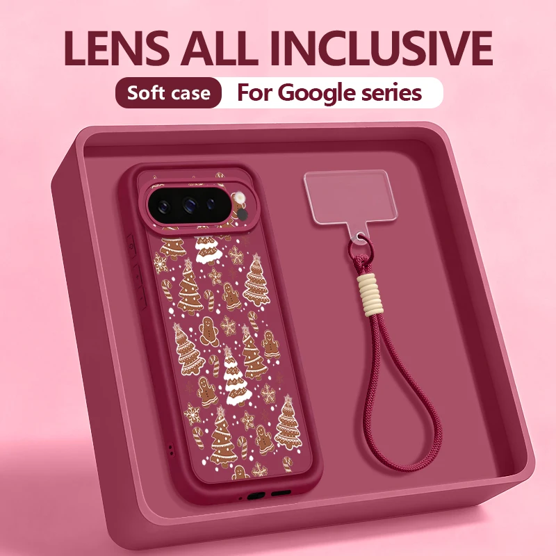 شجرة عيد الميلاد طباعة جراب هاتف لجوجل بكسل 10 9 8 7 برو 8A 7A 9 برو XL للصدمات لينة غطاء الحبل البولي يوريثان ل بكسل 8 7 برو