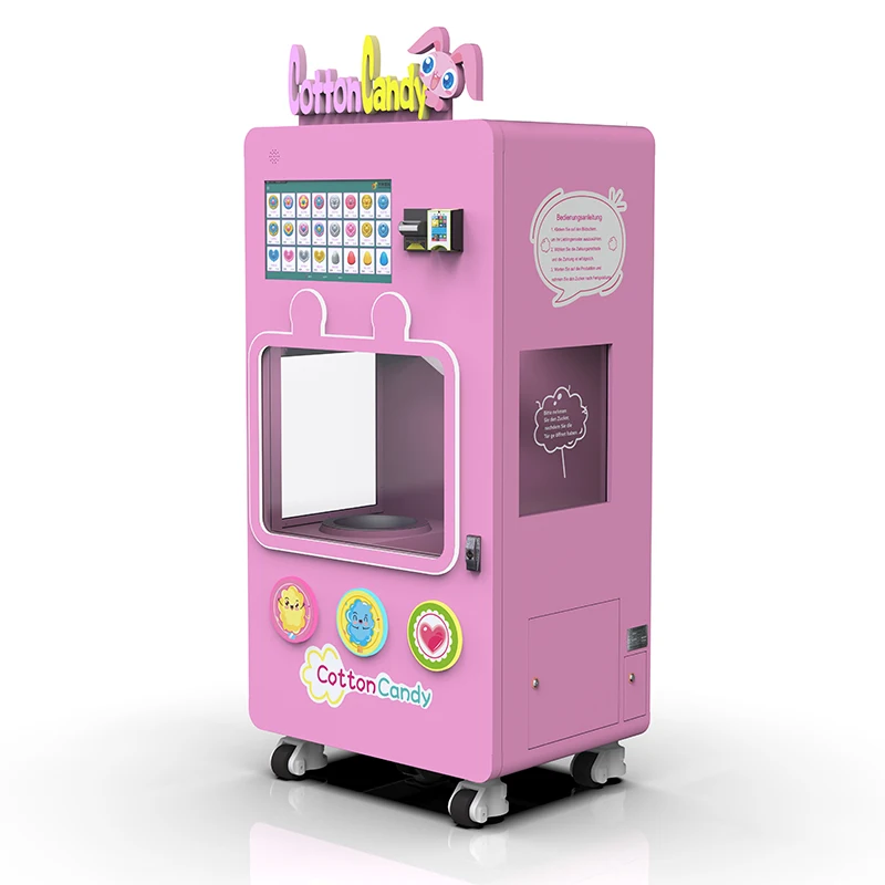 Full Automatic Commercial Cotton Candy Fairy Floss Vending Making Machine with Coin Bill Credit Card Acceptor for Sale