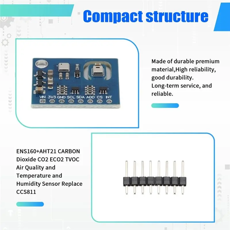 【CYBER MONDAY】5PCS ENS160+AHT21 Air Quality And Temperature And Humidity Sensor CO2 ECO2 TVOC Sensor Replace CCS811