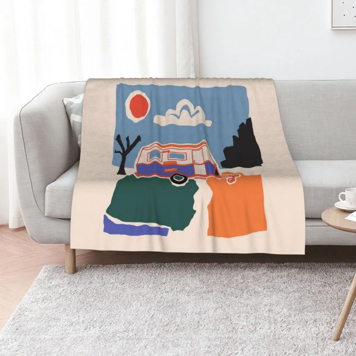Retro Vintage Caravan Throw Blanket Vintage Hair Furrys Loose warm for winter Winter beds Blankets