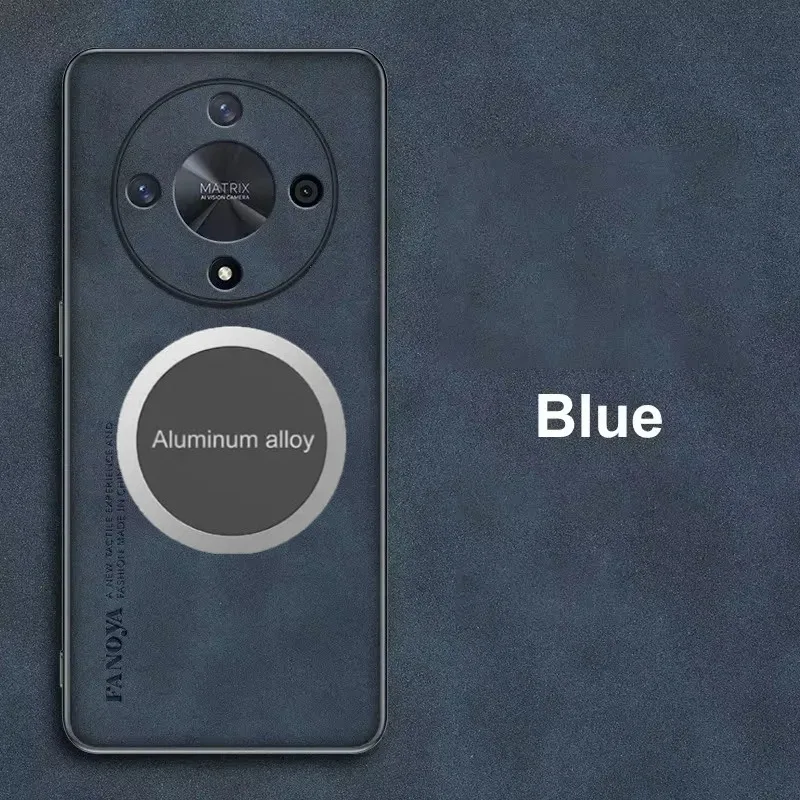 حافظة جلدية فاخرة من جلد الغنم لهاتف هواوي هونور ماجيك 6 7 5 لايت 5 جرام X9C X9a X9b حامل مغناطيسي للسيارة غطاء خلفي كلاسيكي للرجال Funda