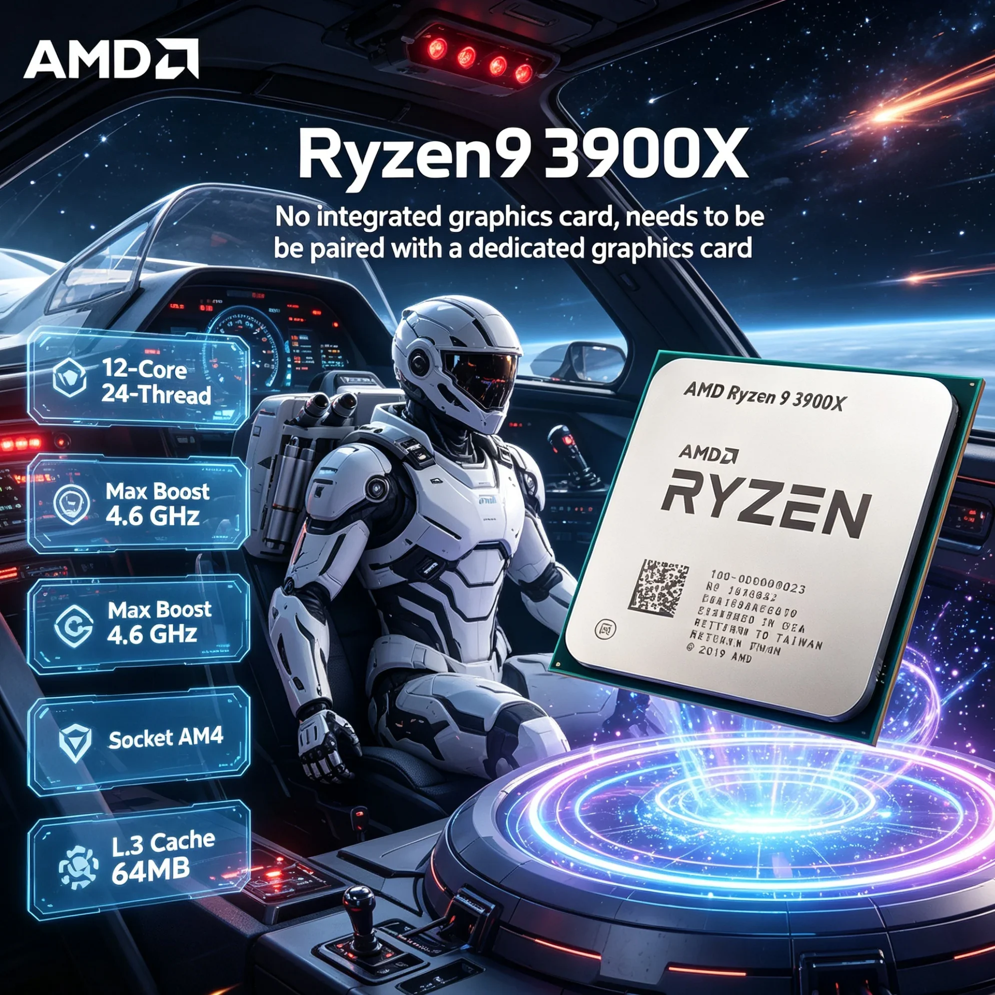 AMD Ryzen 9 3900X 12 Core 24 Thread 3.8GHz 64MB Cache AM4 DDR4 Desktop CPU Gaming Streaming Video Editing