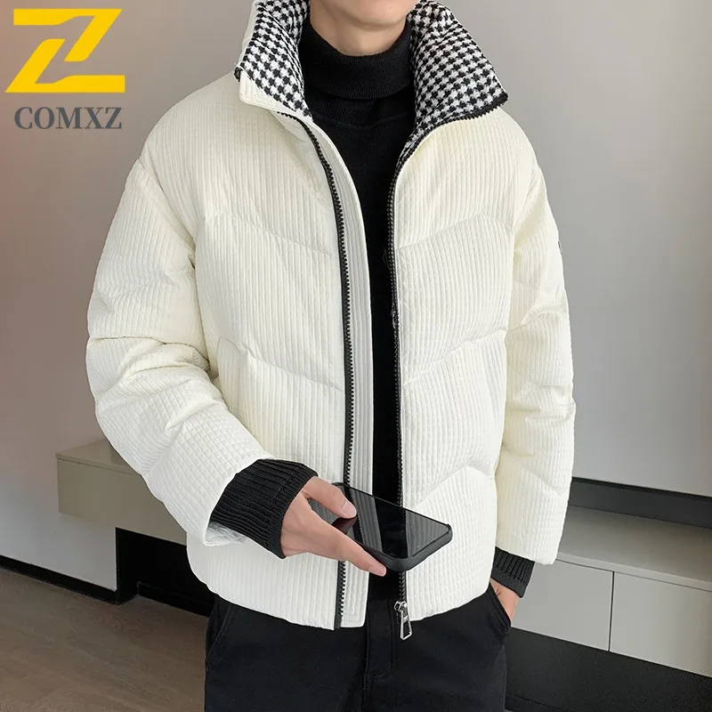 

COMXZ Мужская куртка-пуховик в стиле панели для повседневной прогулки, универсальная функциональная куртка-пуховик для кемпинга и путешествий, зимняя куртка высокого качества для отдыха