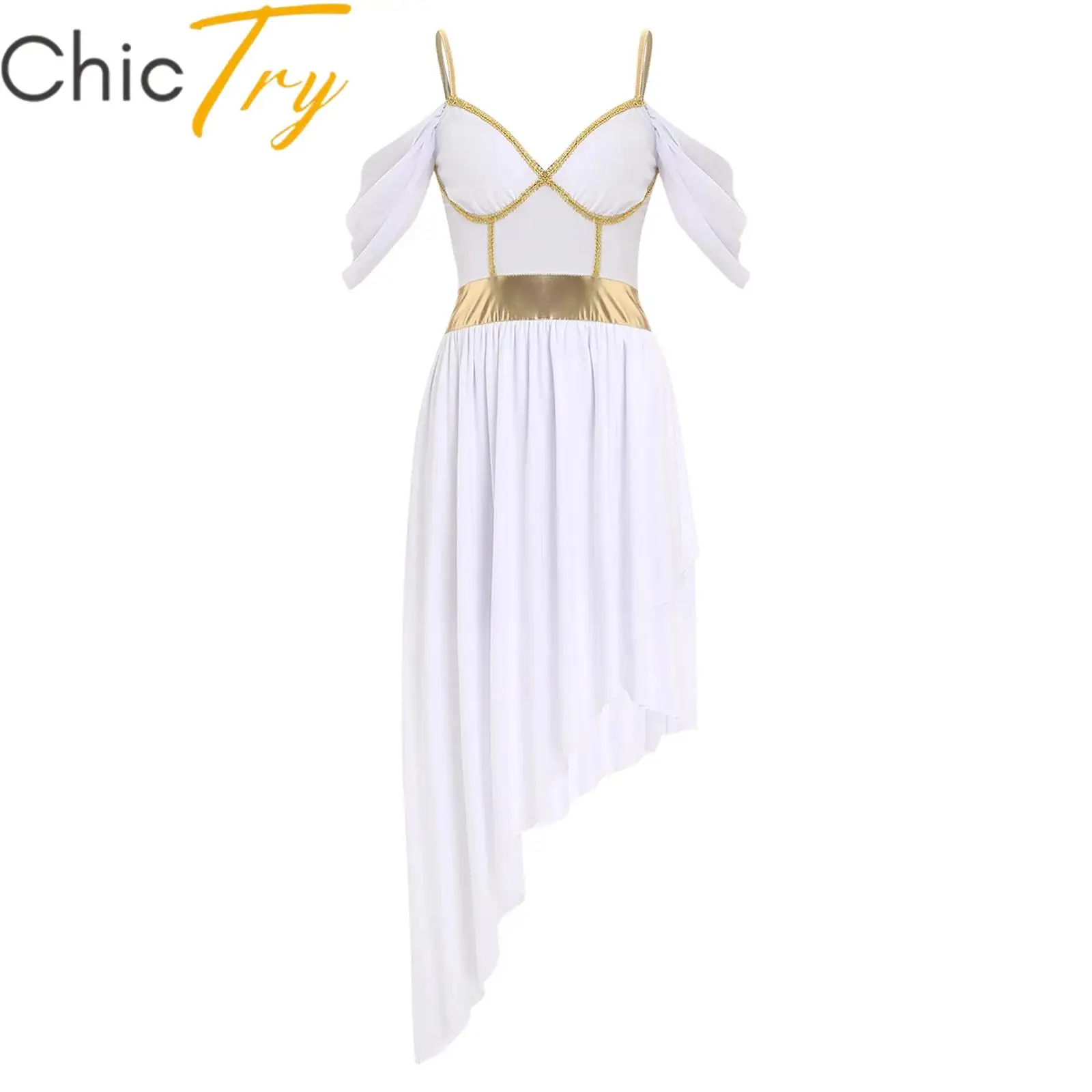 

Женский древнегреческий карнавальный костюм на Хэллоуин, платье римской принцессы, блестящее металлическое платье с открытыми плечами, карнавальное тематическое праздничное платье