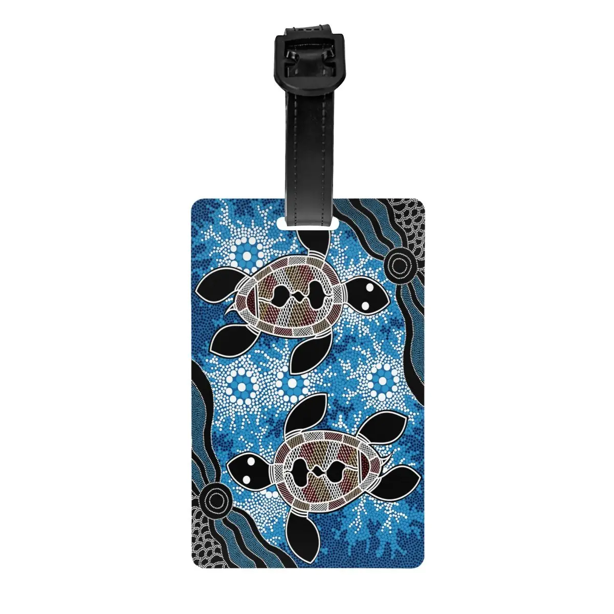 

Custom Sea Turtles Luggage Tag With Name Card Australian Aboriginal Art Privacy Cover ID Label for Travel Bag Suitcase
