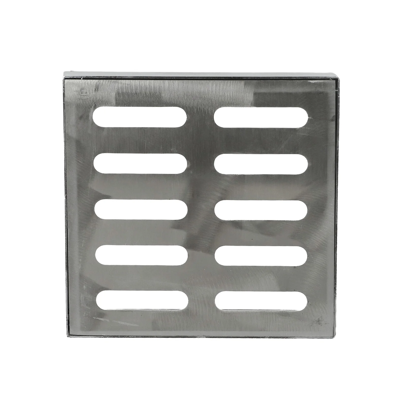 Brushed stainless steel drainage cover with flat for secure footing and aesthetic appeal in public and private spaces