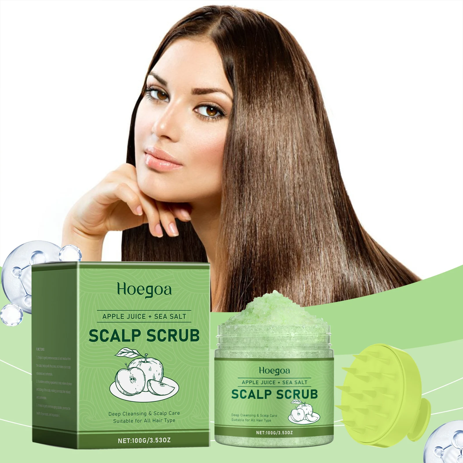 

Скраб для ухода за кожей головы, морская соль, глубоко очищающий, питательный, освежающий, контроль жирности, пушистый шампунь с розмарином и силиконовым массажером для кожи головы