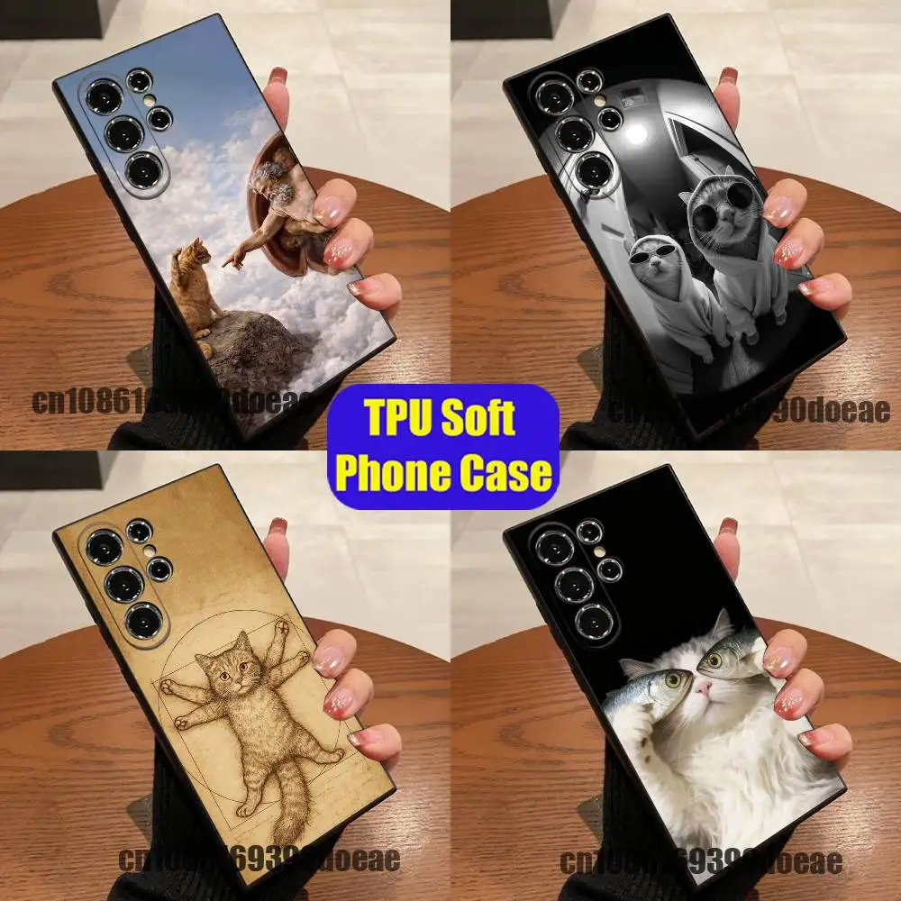 For Funny Cat Meme Cool Phone Case Samsung S22,S24,S20,S25,S23,S30,S26,Ultra,Plus,Fe,Lite Custom Tpu Cover