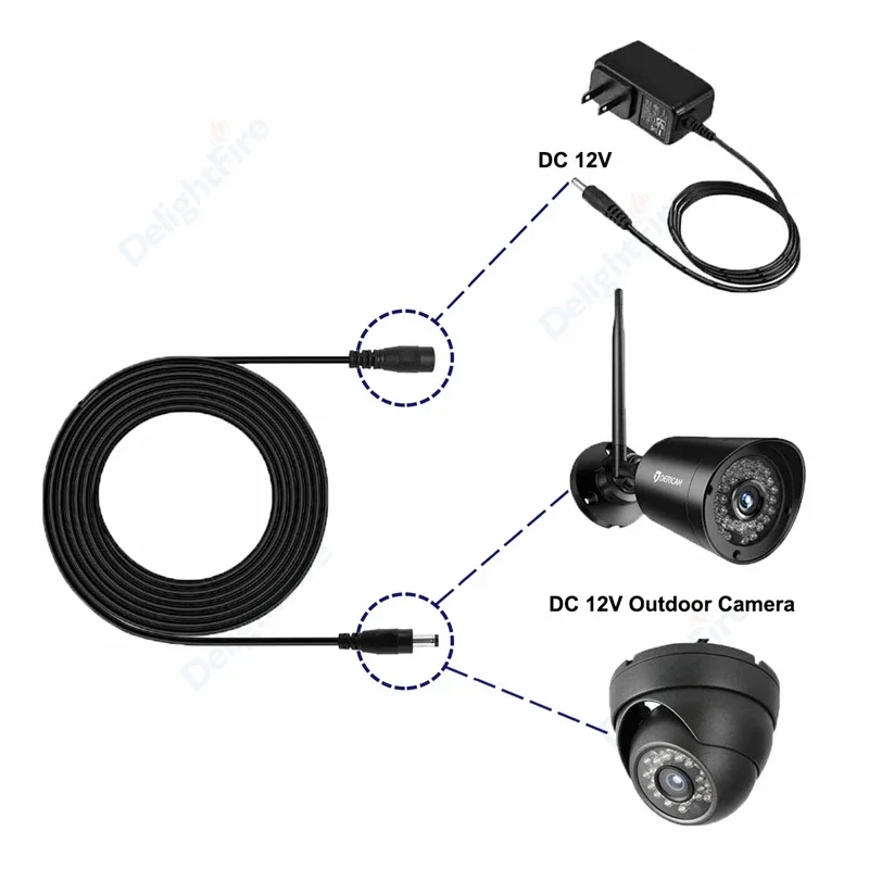 12V 3A 5.5mm 2.1mm kabel zasilający DC łącze typu Jack 0.5/1/1.5/10m przedłużacz do zasilacza pasek LED kamera telewizji przemysłowej światła