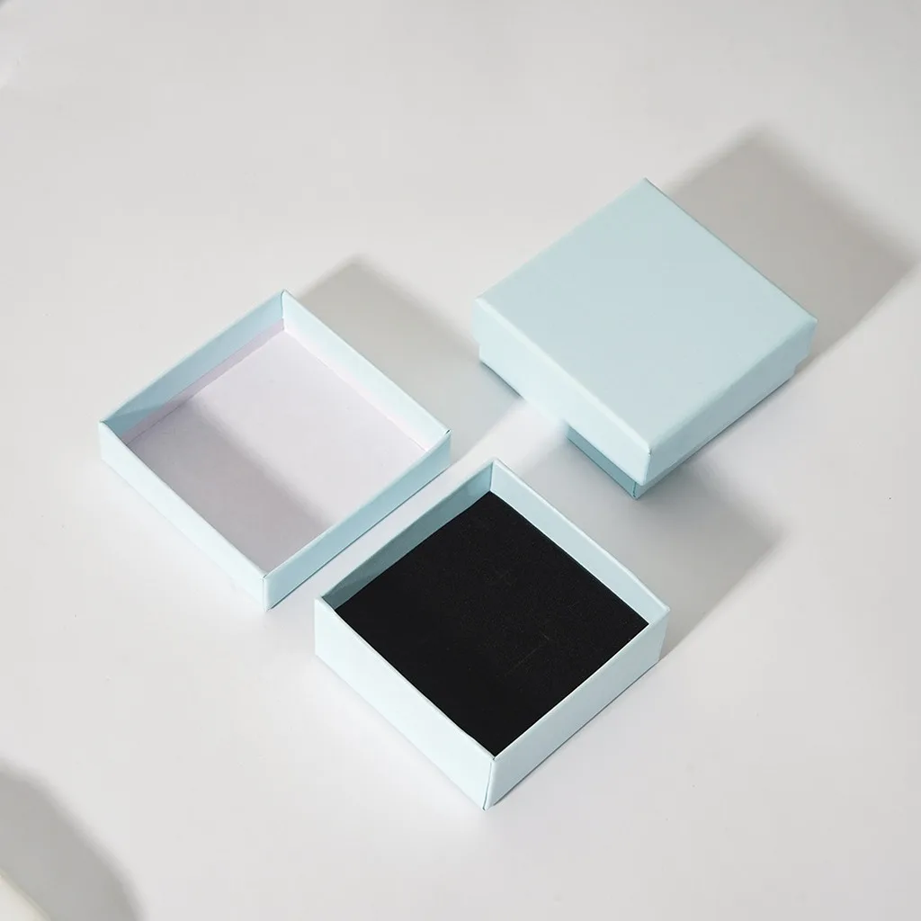 Earrings Box Soft Velvet Lined Ring Box Rigid Cardboard Jewelry Box Light Blue For Ring Storage Earrings Storage  Earrings
