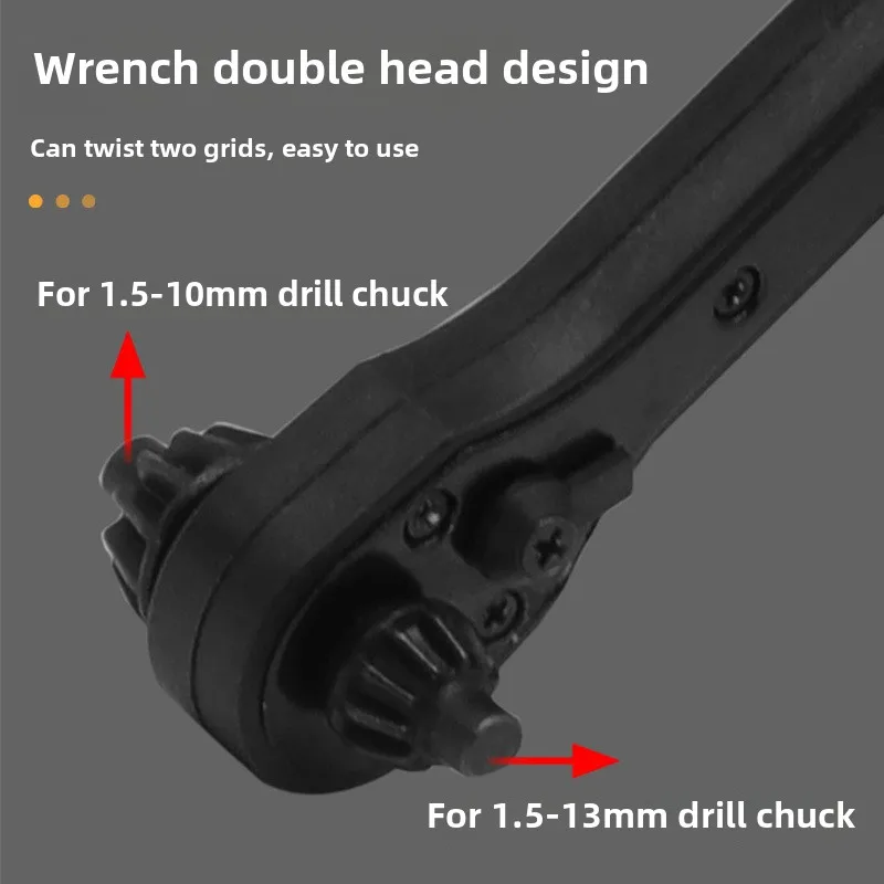 2 in 1 Detachable Head Key Ratchet Wrench Drill Chuck Torque Spanner for Quick Change Drill Bit Fittings Screw Hand Tools