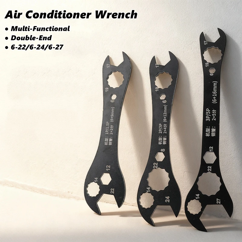 Multifunctional Air Conditioner Wrench Open End Wrench Set Ultra-thin Flat Wrench Tool Multi-Function Double-End Fixed Wrench
