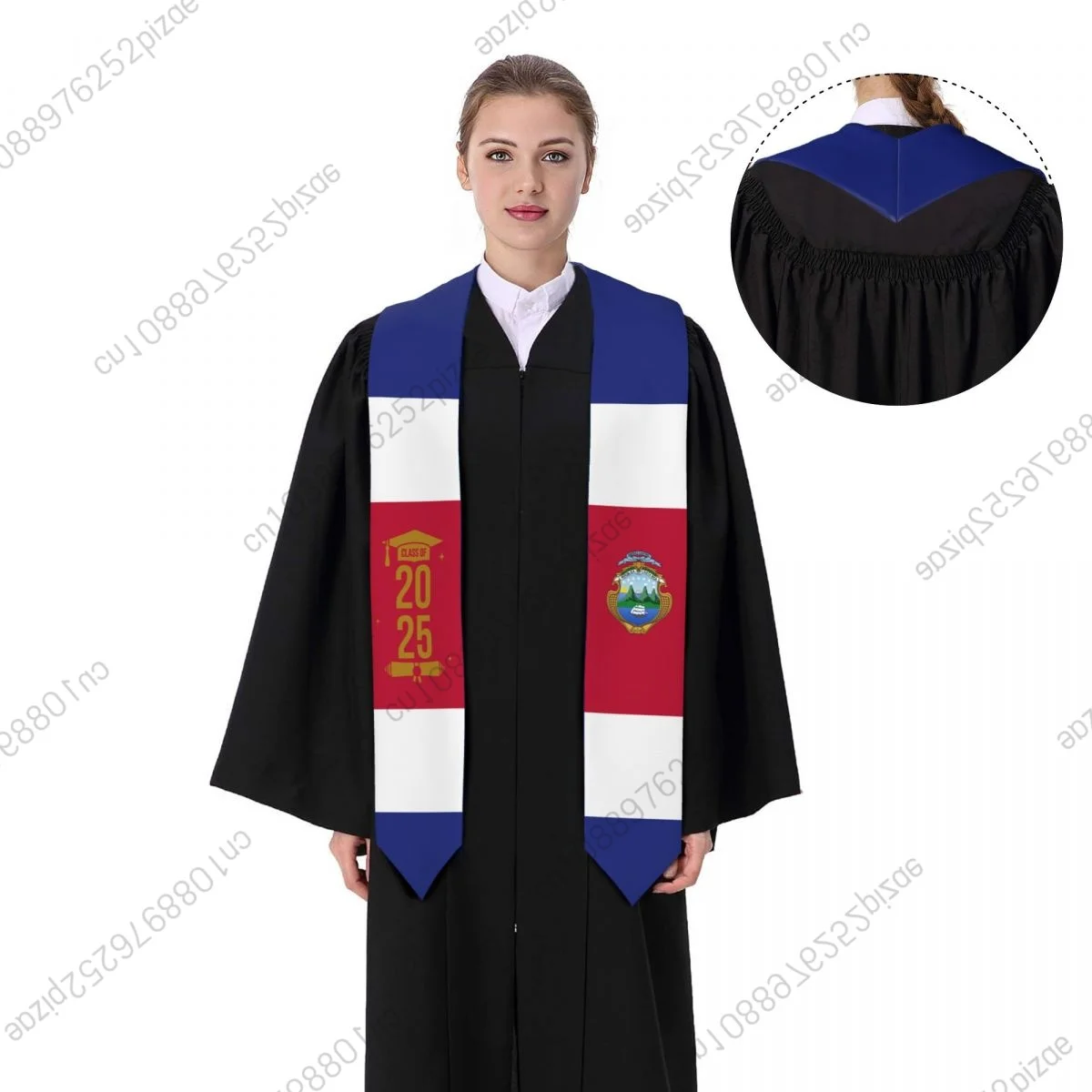 Nouveau drapeau du Costa Rica classe de 2025, 183x13CM, étole de remise de diplôme, écharpe pour étudiants internationaux, fier