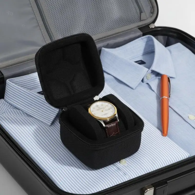 Watch Travel Case Fit Large And Small Watches,With Soft Watch Pillow Hardshell Compact Watch Box,Safe Watch Storage