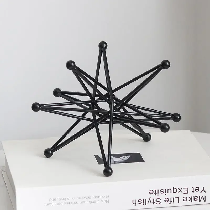 Wrought Iron Dot Line Ball Accessories Items Home Livingroom Table Metal Statue Decoration Study Office Desk Sculpture Ornaments
