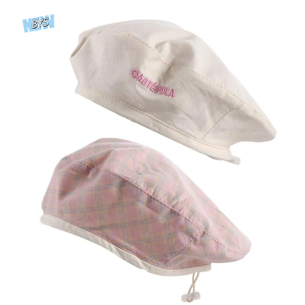 

Casual Plaid Double-sided Beret Solid Color Flat Women Beanie Hat Japanese Painter Hat Octagonal Caps Girls