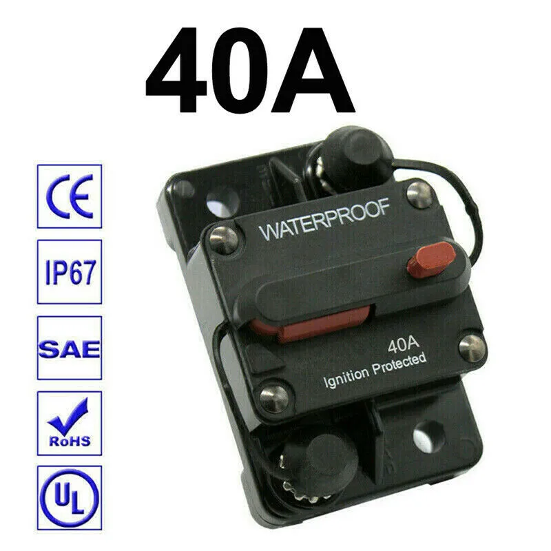 Circuit Breaker Fuse Audio Holder 30A-300A Manual Switch 12-48V DC For Car Boat Circuit Breakefor Auxiliary DC Electrical System