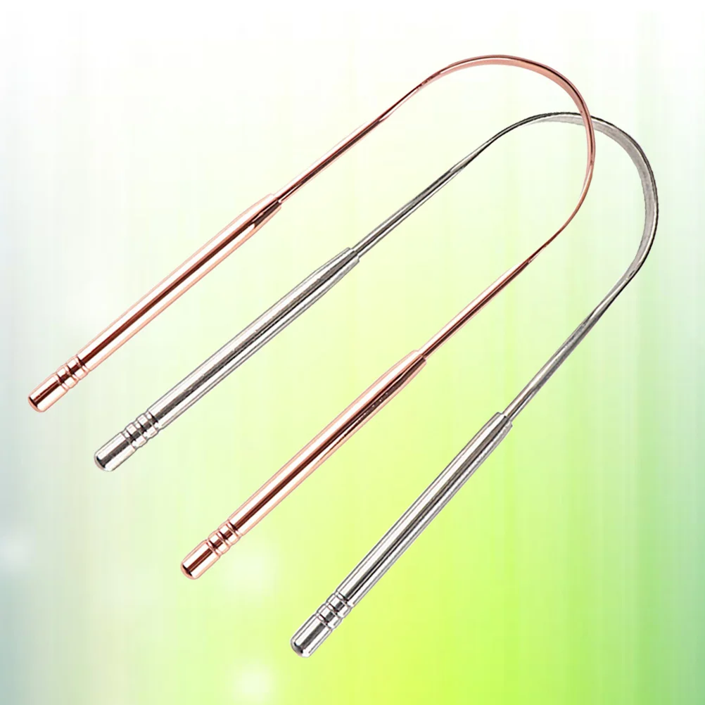 

2Pcs Stainless Steel Tongue Scraper Effective Bad Breath Solution Tongue Surface Fits Sizes Easy Clean
