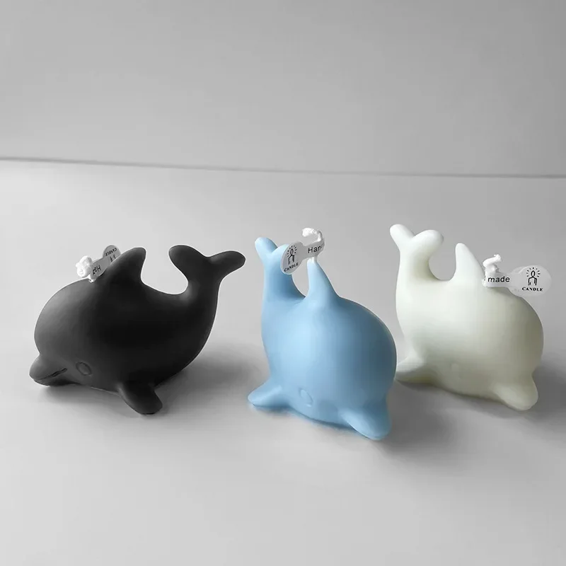3d Dolphin Shaped Silicone Candle Mold Cute Dolphin Mould for Candle Making Supplies Gypsum Soap Handmade Scented Decor Tools