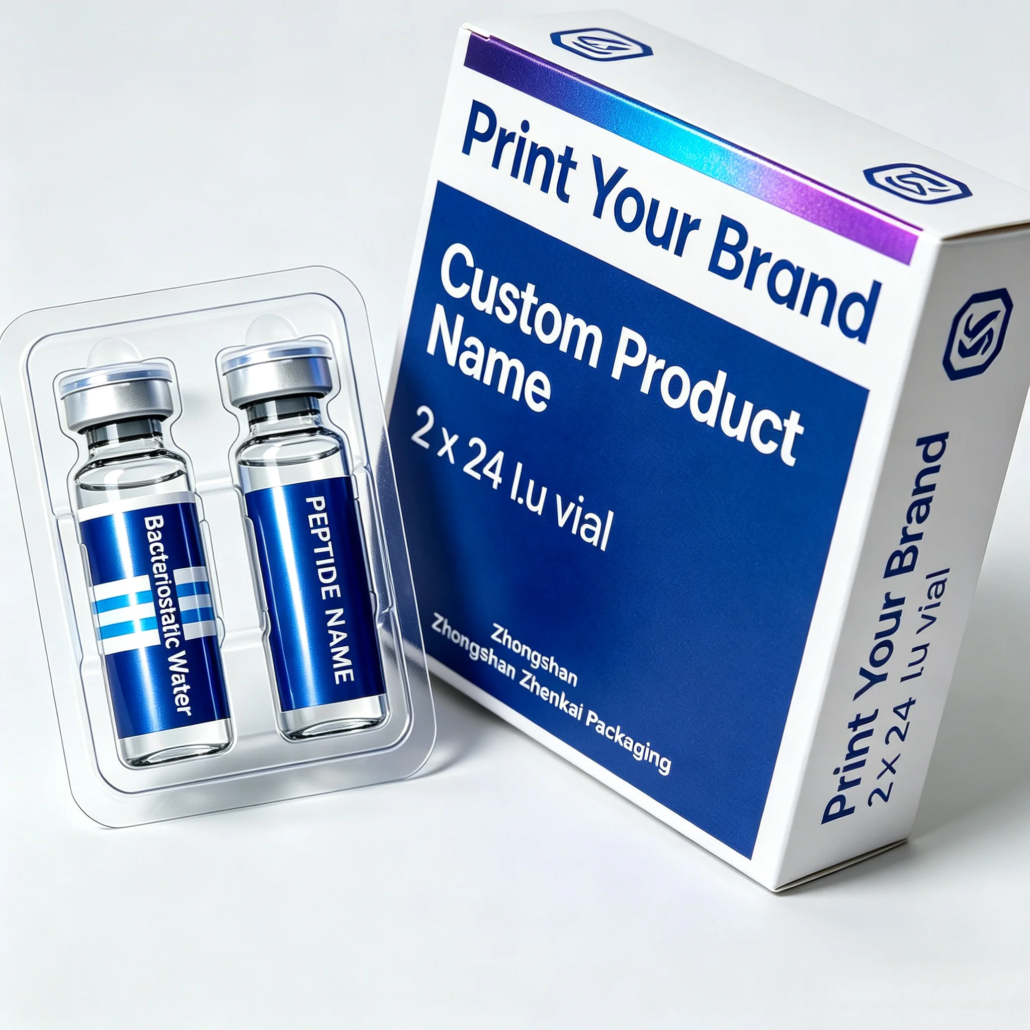 Separate Single Pack Paper Boxes Custom Premium High Tack Peptide Vial Labels Stickers For Cosmetic Injection Vials