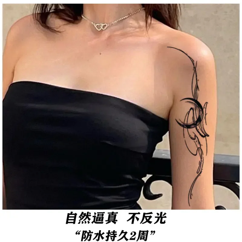 Tatuajes temporales de mariposa a base de hierbas para mujer, tatuaje falso de brazo, flor, luna, arte impermeable, tatuaje Sexy, pegatinas duraderas para Festival