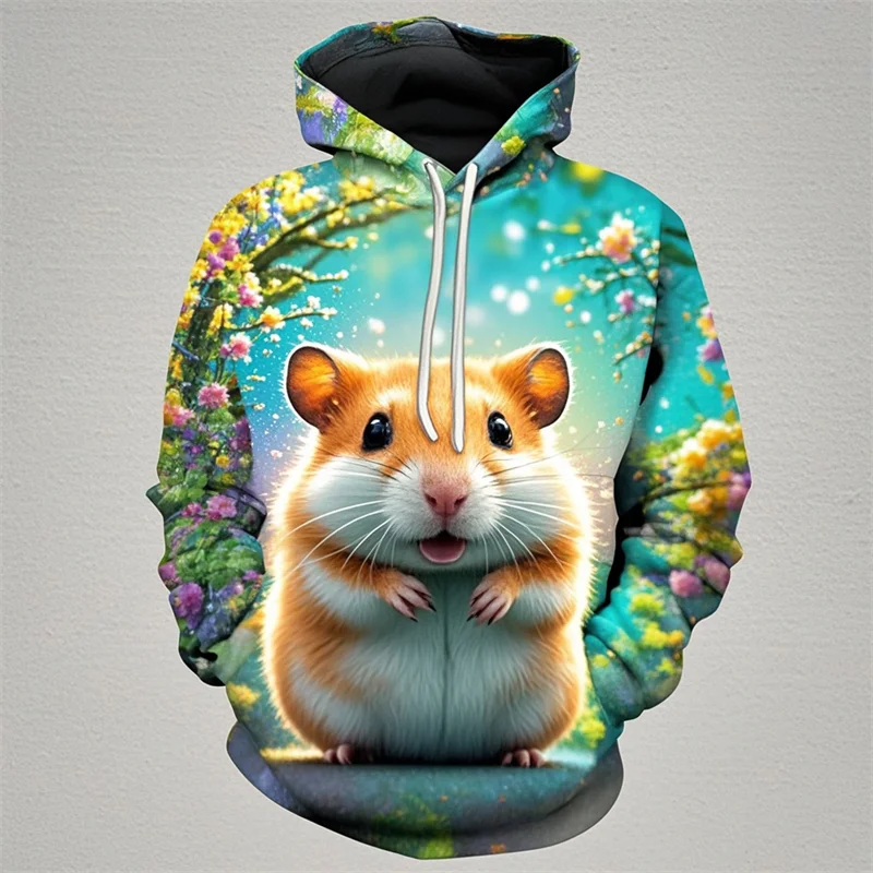 Cute Animal 3d Hamsters Printing Hoodies For Women Funny Streetwear Hooded Sweatshirts Casual Mens Pullovers Unisex Hooded Hoody