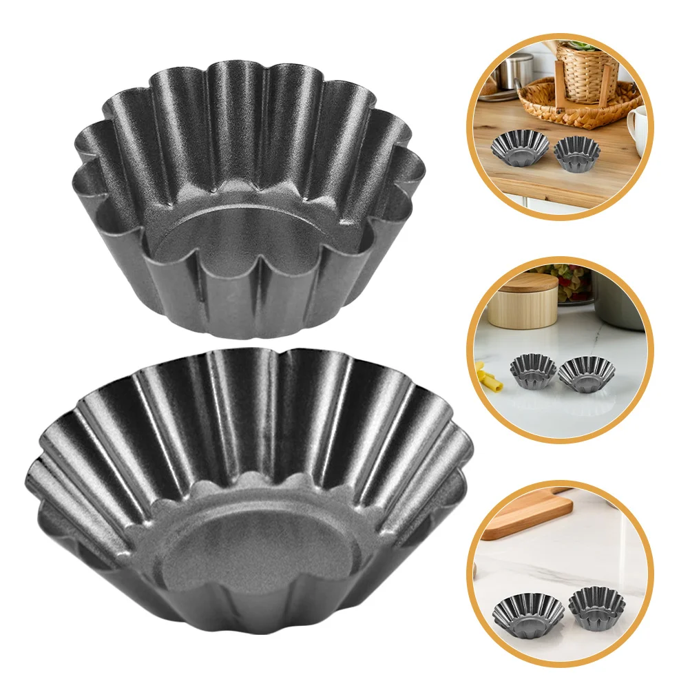 

4Pcs Carbon Steel Tart Mould Nonstick Egg Tart Cupcake Baking Pans Pudding Cake Mold Pastry Rings Metal Pudding Moulds