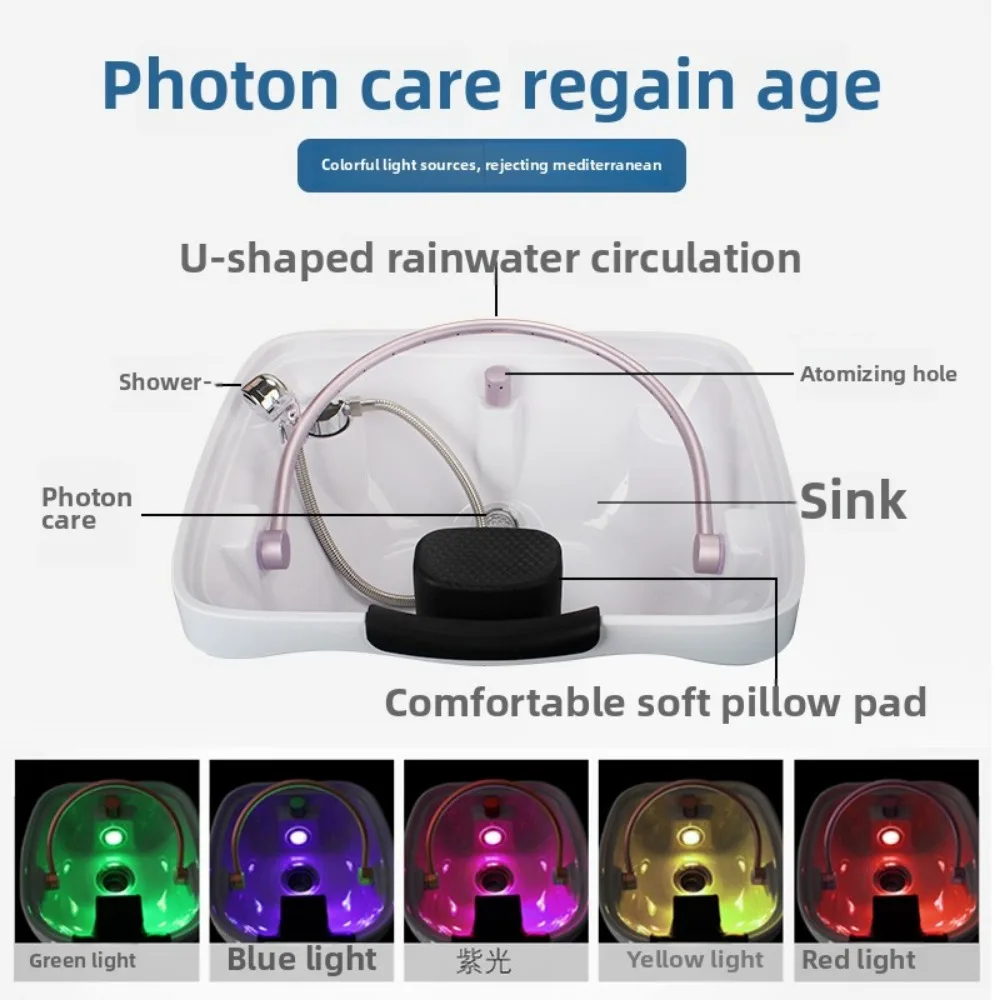 Head spa steam inhalation device for hair care and massage, portable hair washing machine with water circulation