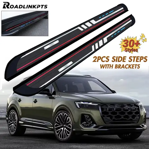 2PCS Aluminum 3.9" Wide Fixed Side Steps Fit for Audi Q7 2016-2025 Running Boards Nerf Bars Rails Stepping Plates Pedals