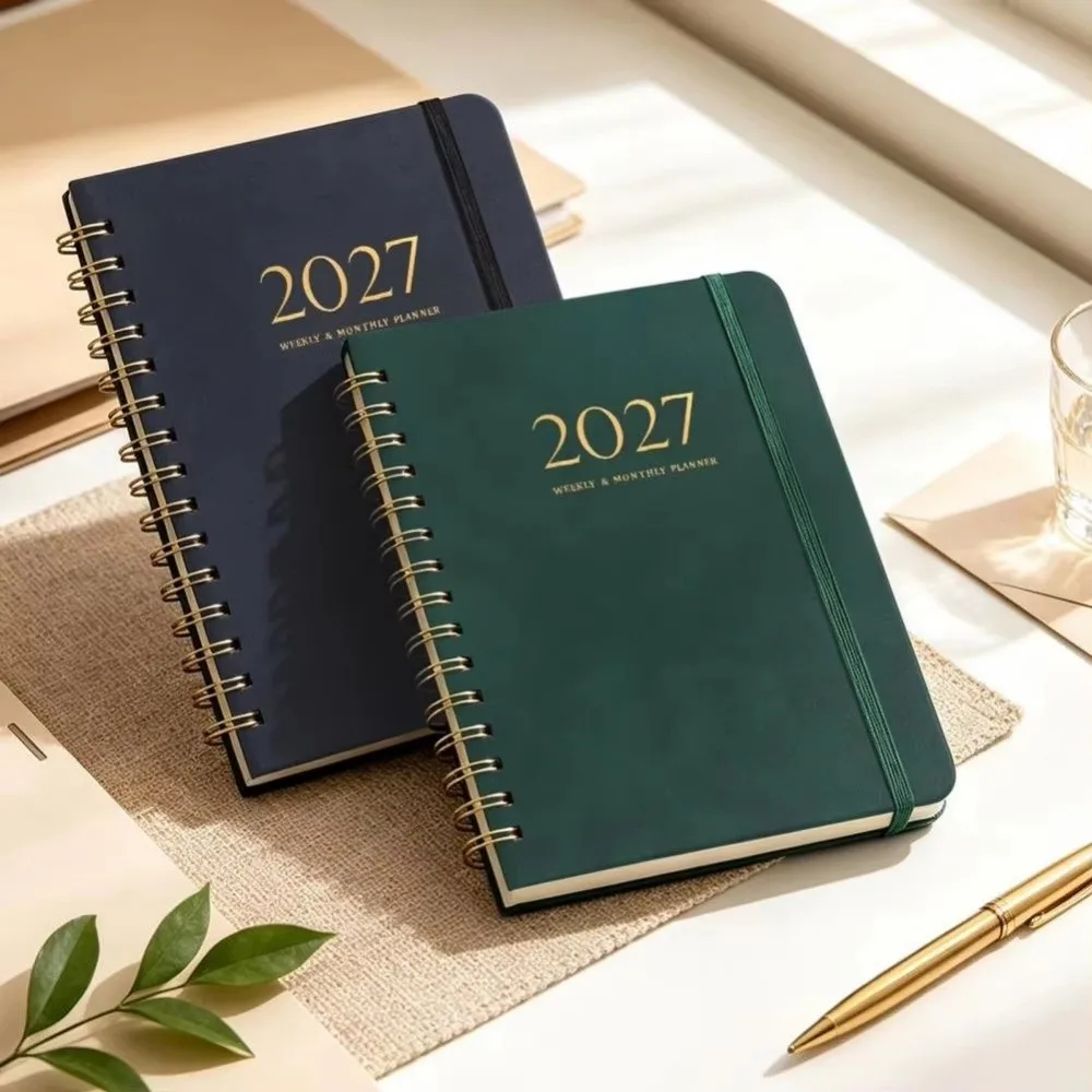 Lightweight 2027 Weekly Planner Thick Pages Paper Made Spiral Planner Tab Divided Spiral Bound Schedule Notebook Daily Schedule