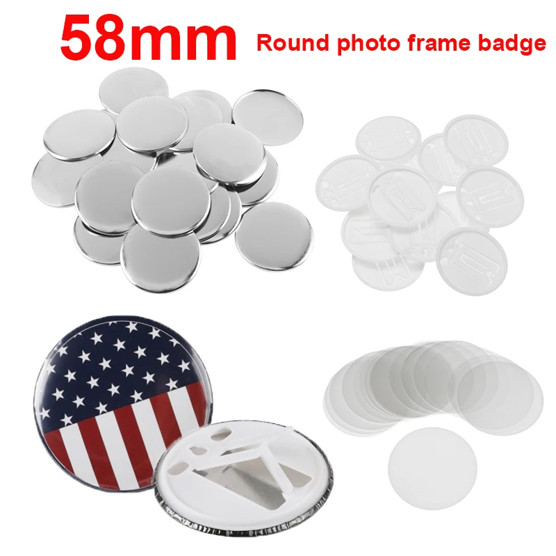 100pcs 58mm DIY Badge Material for Round Photo Frame Badge Tinplate Photo Frame Making Badge Parts for Button Maker Machine