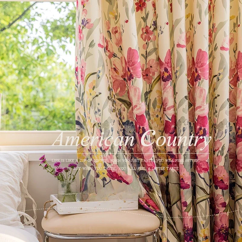 Modern Luxury Minimalist Curtains For Living Room Bedroom American Rural Pastoral Style Printed High-precision Blackout Curtains