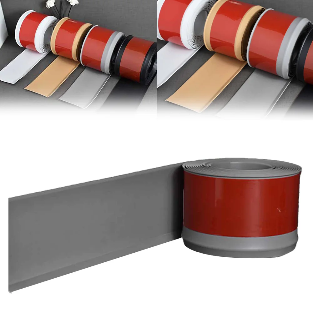 

4 Meters Soft PVC Skirting Line Wall Sticker Plastic Skirting Board With L-edge Design Waterproof Skirting Wall Trim Line
