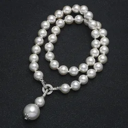 New Fashion Glass Pearl Pendant Necklace for Women Luxury Charm Girls Gift Collarbone Chain Sweater Chain Bulk Items Wholesale