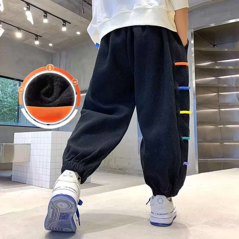 Spring And Autumn New Casual Trend For Older Children 2025 New Children's Plush Pants Sports Pants Cool And Hygienic Pants