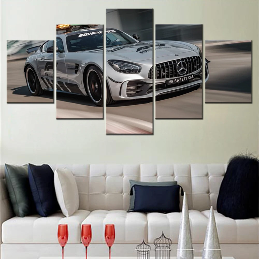 Formula 1 Canvas Wall Art Poster Safety Car Wallpaper Home Decor Modular Picture Print Living Room Artwork 5 Pieces Mural