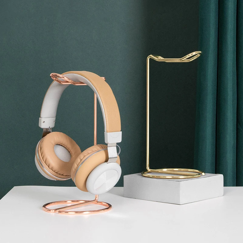 【C】Headphone Stand Gold Metal Support Headset Stand Rack Cute Bluetooth Wireless Headphones Holder Support Gamer Helmet