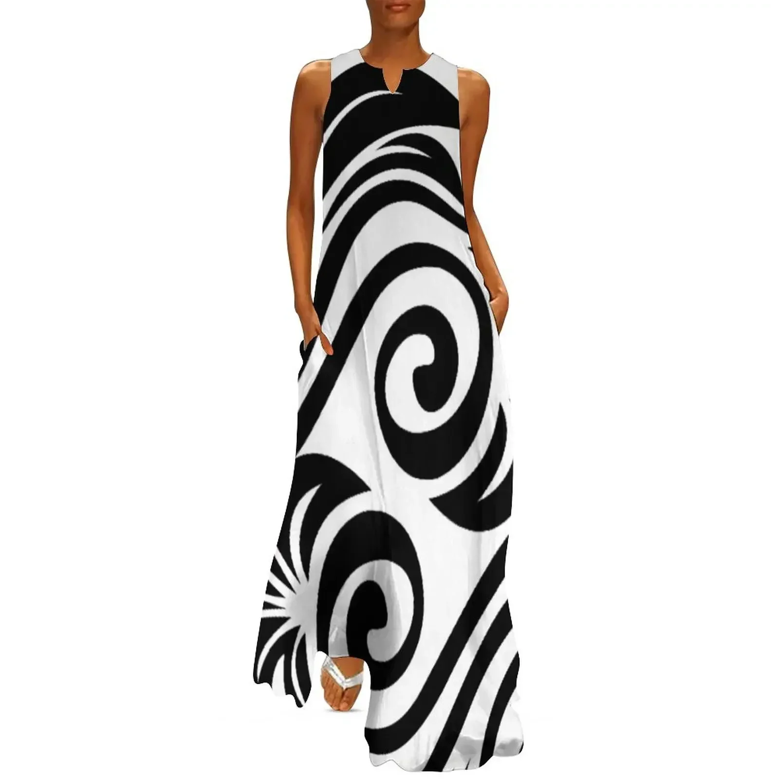 

Black and White Long Dress women's summer dresses 2025 loose summer dress Women's evening dress