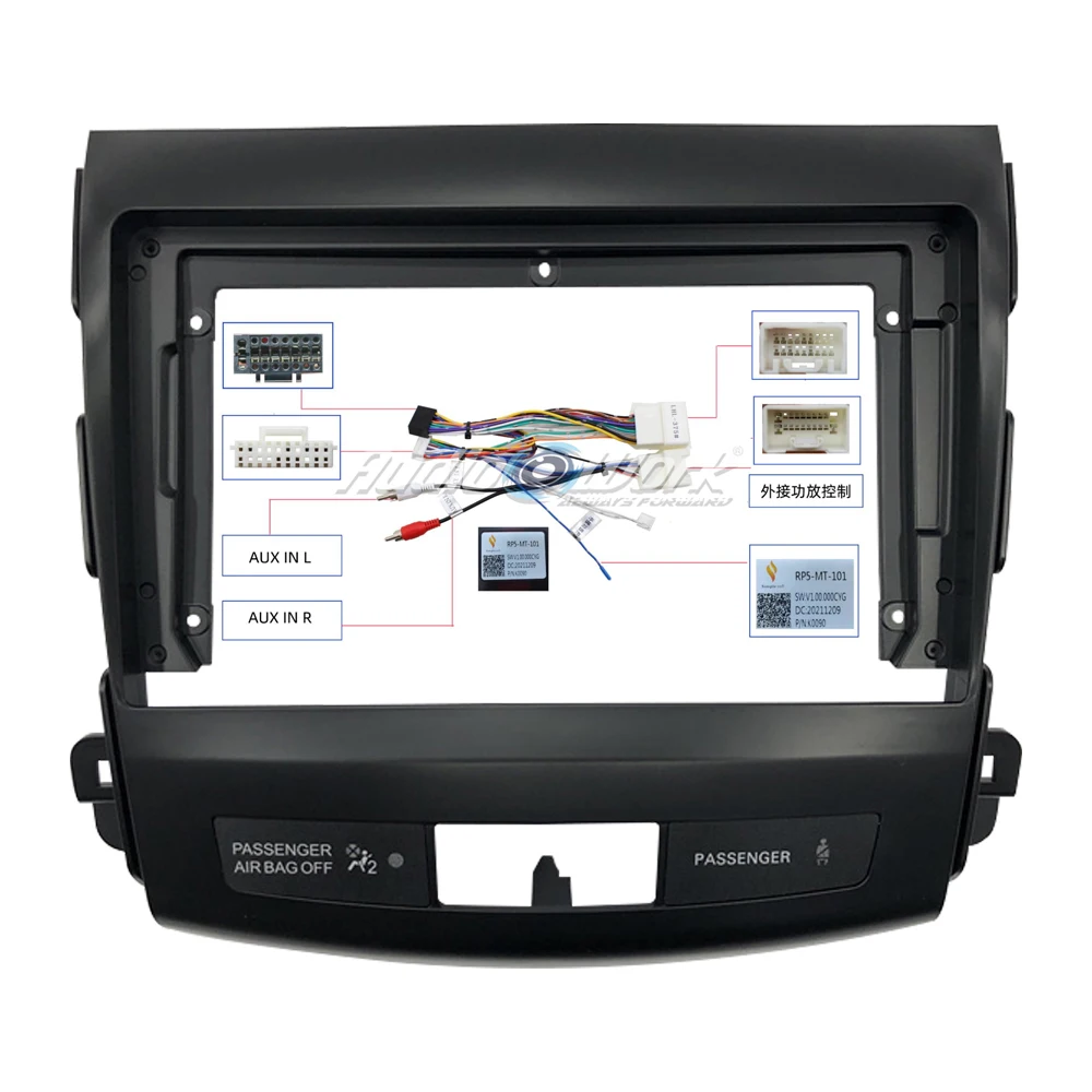 Marco de DVD para coche de 9 pulgadas, Kits de ajuste de tablero de Audio, Panel Facia, reproductor de Radio, pantalla 2 Din para Mitsubishi Outlande 2008-2011, Kit de montaje