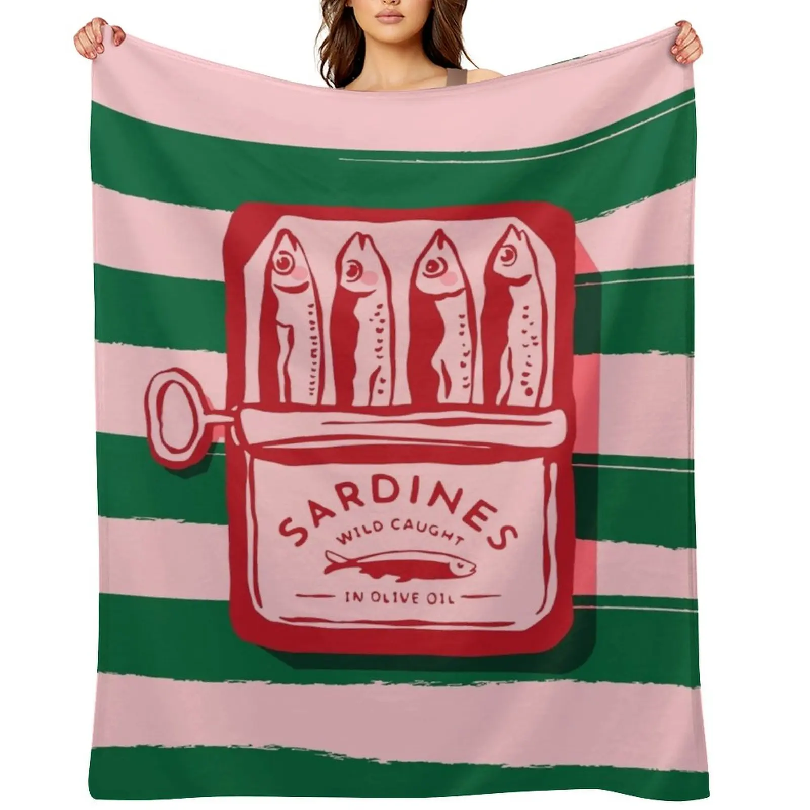 

Sardines, colourful maximalist vintage food design Throw Blanket Cute Plaid Tourist Stuffeds Furrys Blankets