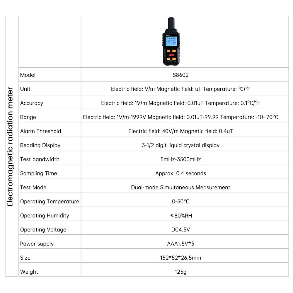 3-in-1 Digital Radiation Dosimeter Geiger Counter EMF Electromagnetic Radiation Radioactive Tester Person Dosimeter X-ray Radia