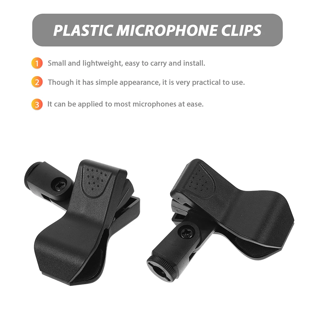 

2 Pcs Mic Holder for Stand Microphone Clip Portable Hanging Adjustable Gaming Plastic