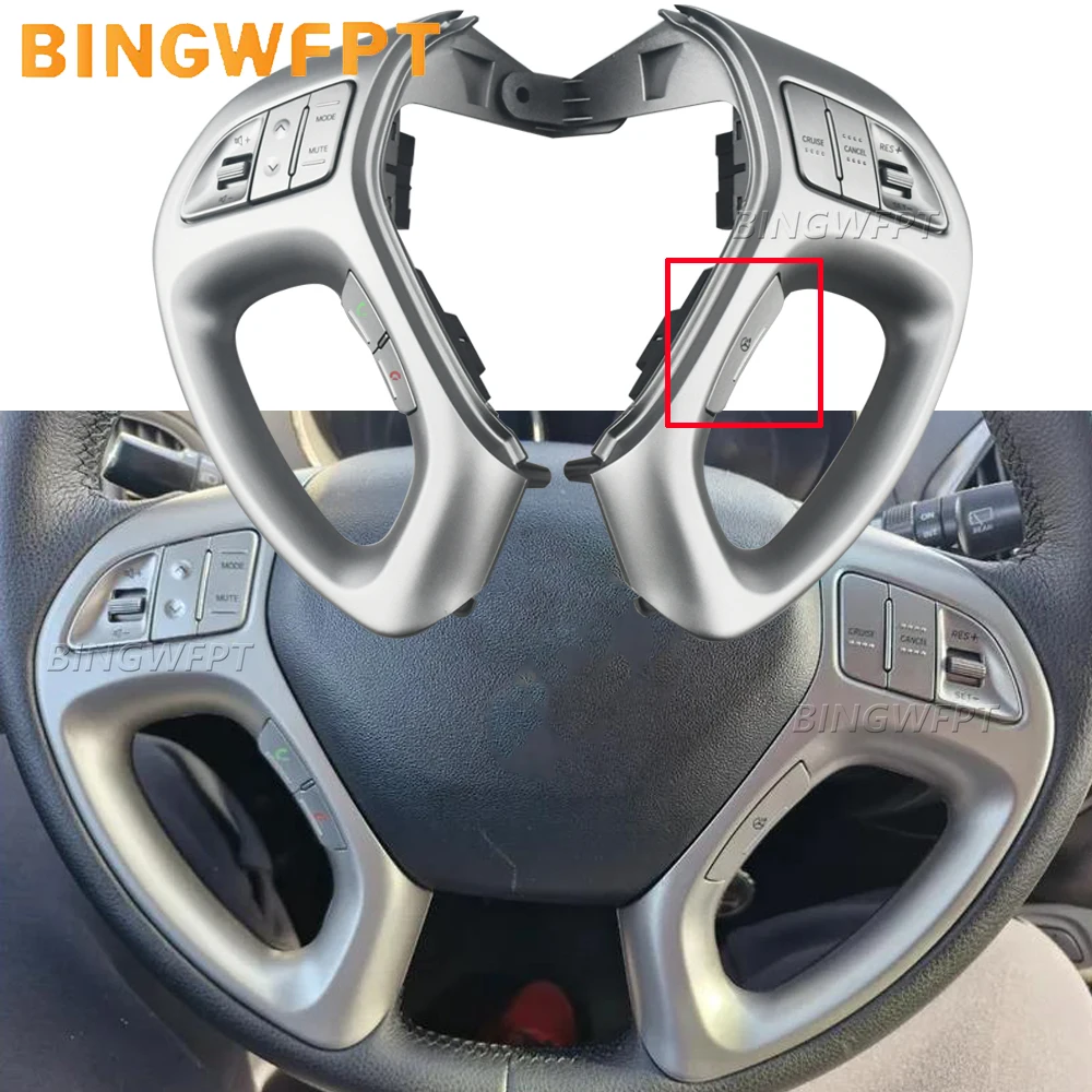 967002S100 For Hyundai Tucson IX35 2010-2017 Car Steering Wheel Cruise Bluetooth Control Buttons With Cables Light Grey