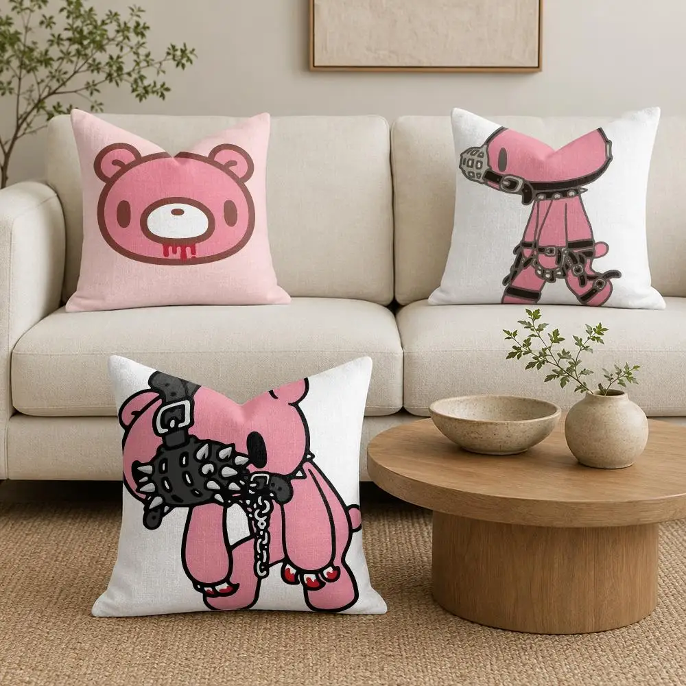 Cartoon G-Gloomy Bear Cushion Cover Natural Linen Organic Fabric Double-Sided Printing Sofa Home Decor Gift Pillow Cover