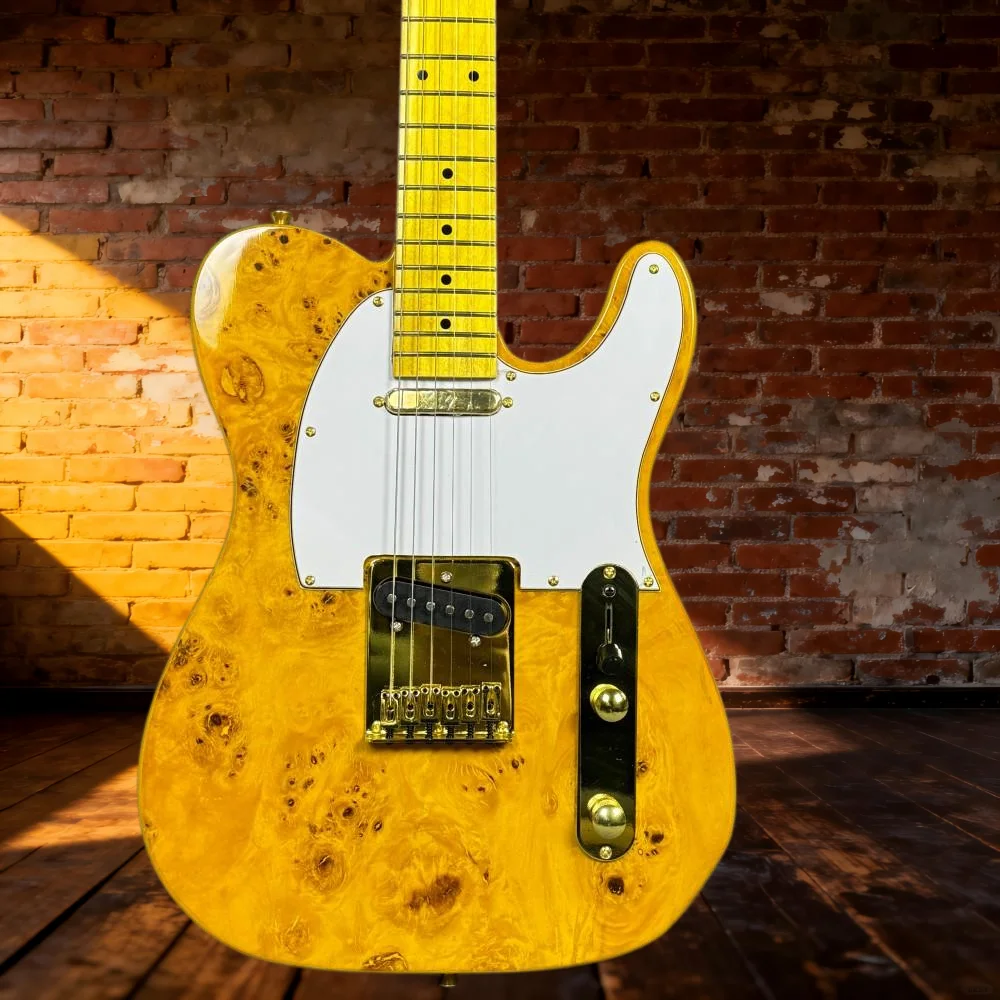 

39 Inch Yellow Spots TLE Basswood Body Maple Fingerboard Free Delivery New Year Gift Fixed Bridge Electric Guitar